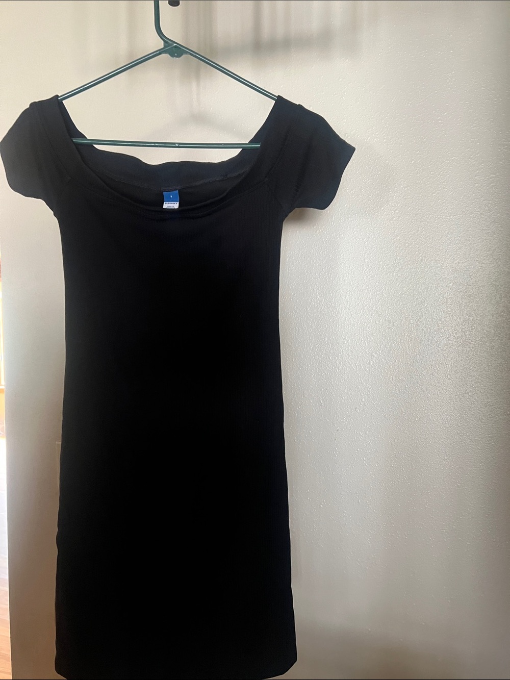 Old Navy Black Ribbed Off-Shoulder Mini Dress